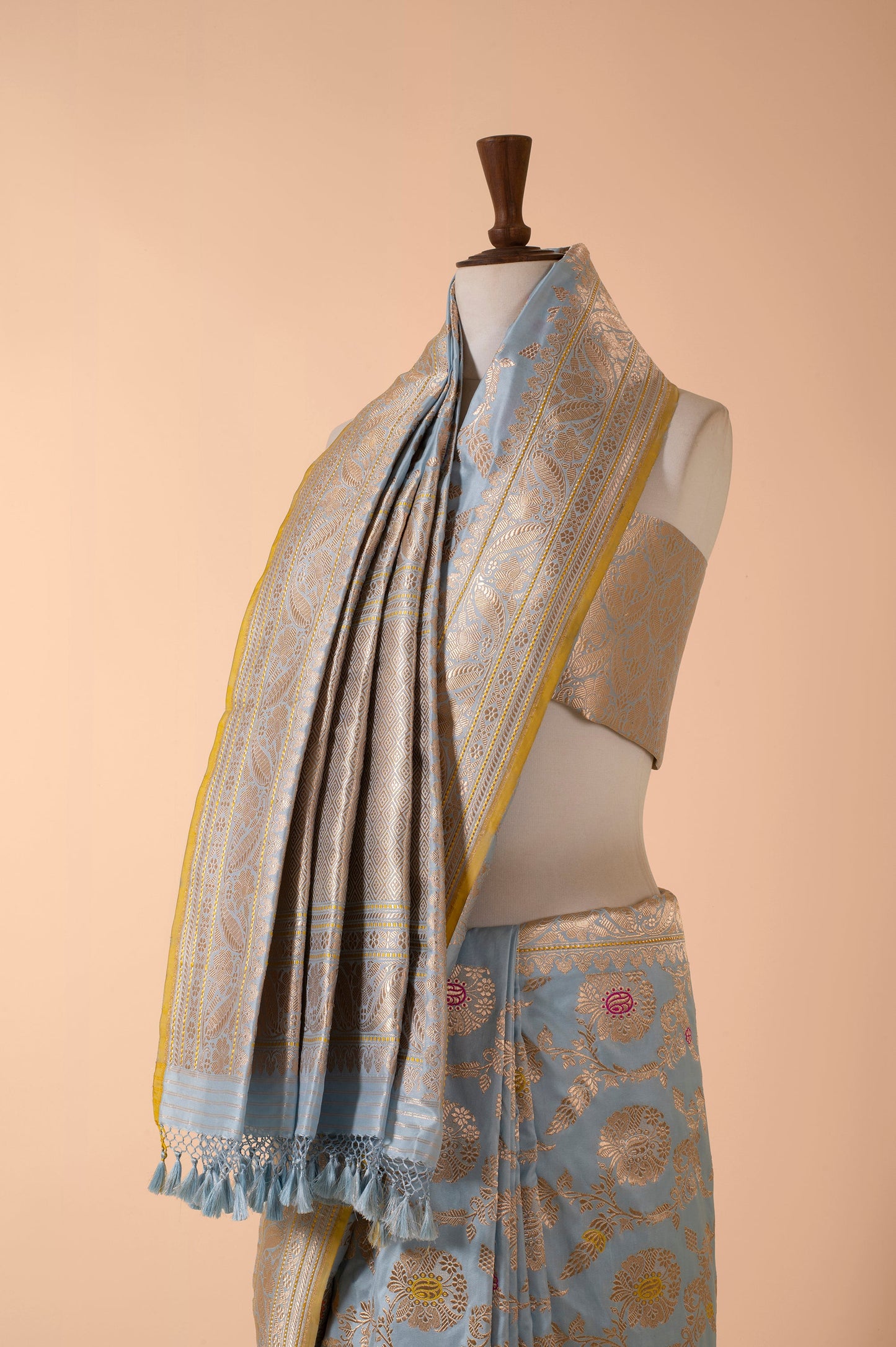 Handwoven Blue Silk Sari