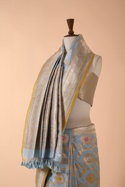 Handwoven Blue Silk Sari