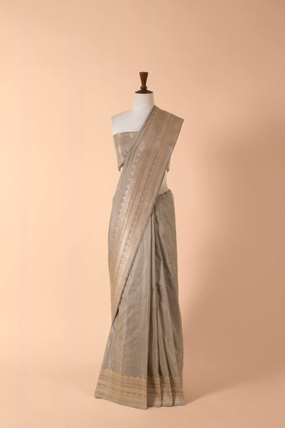 Handwoven Grey Silk Sari