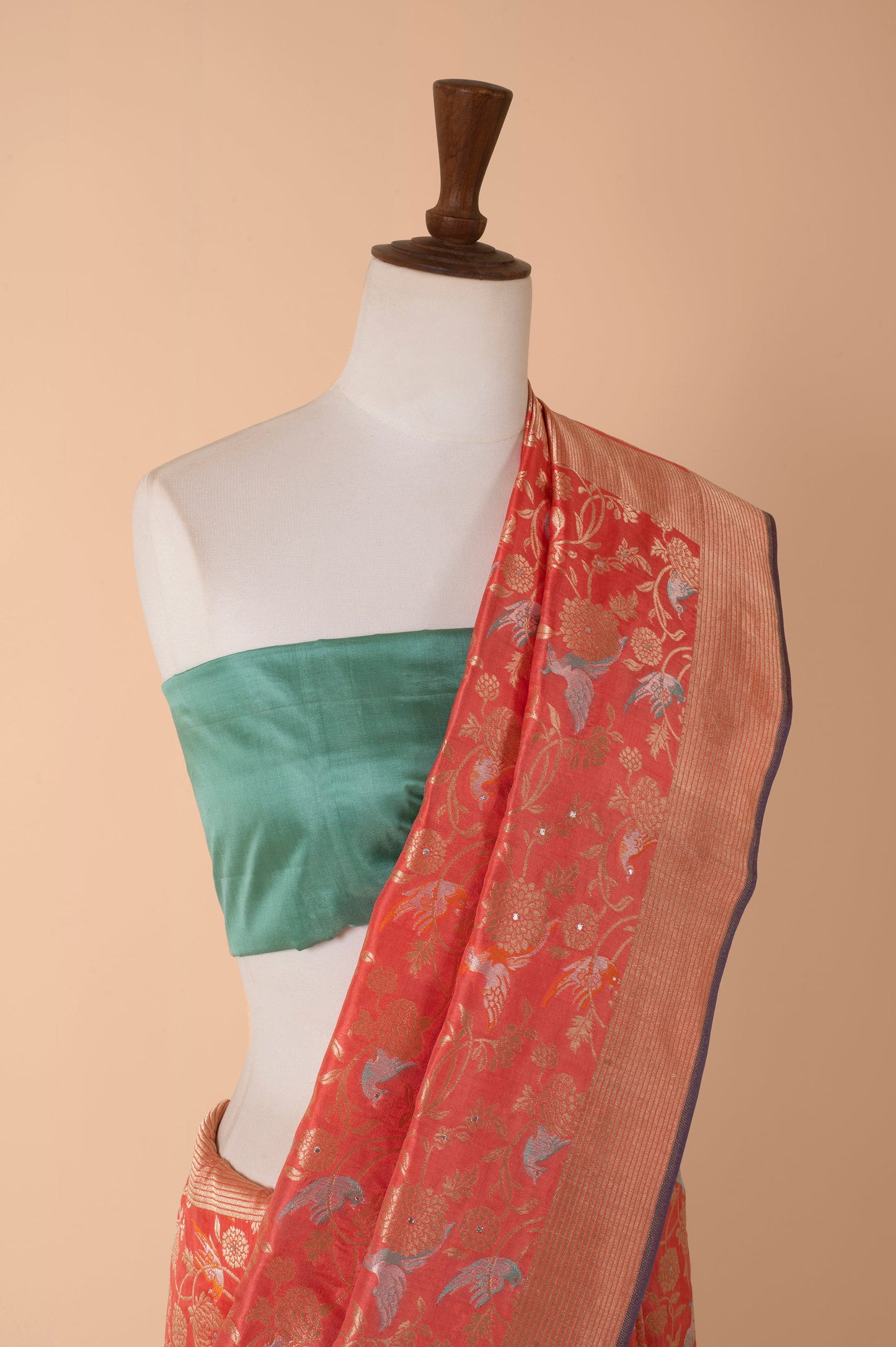 Handwoven Orange Silk Sari