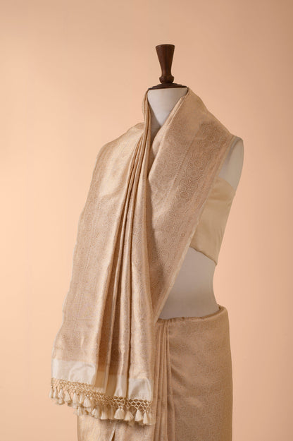 Handwoven Ivory Silk Sari