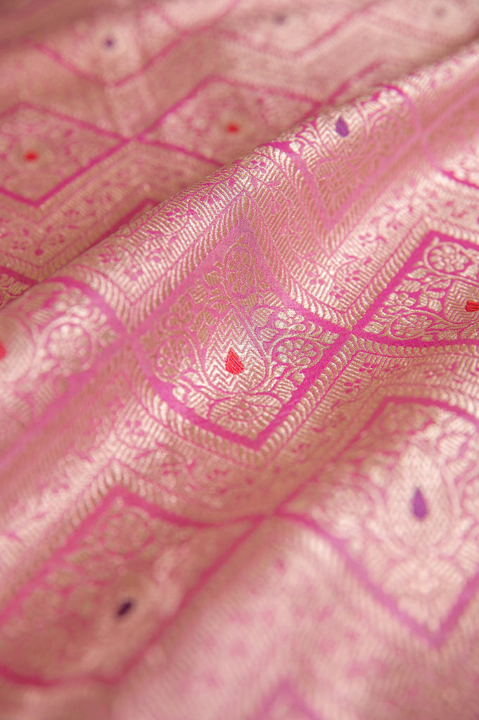 Handwoven Pink Silk Blouse Fabric