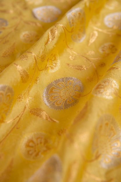 Handwoven Yellow Silk Blouse Fabric