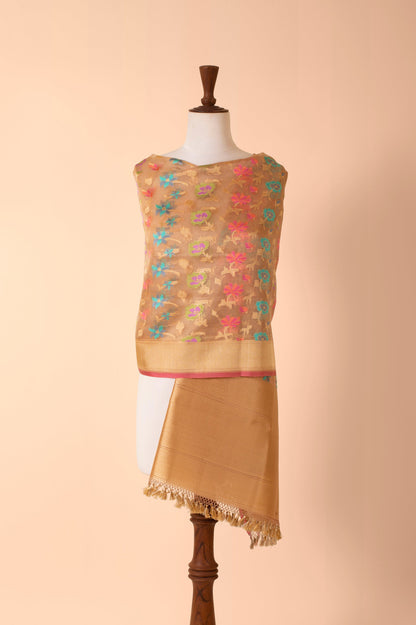 Handwoven Beige Organza Dupatta