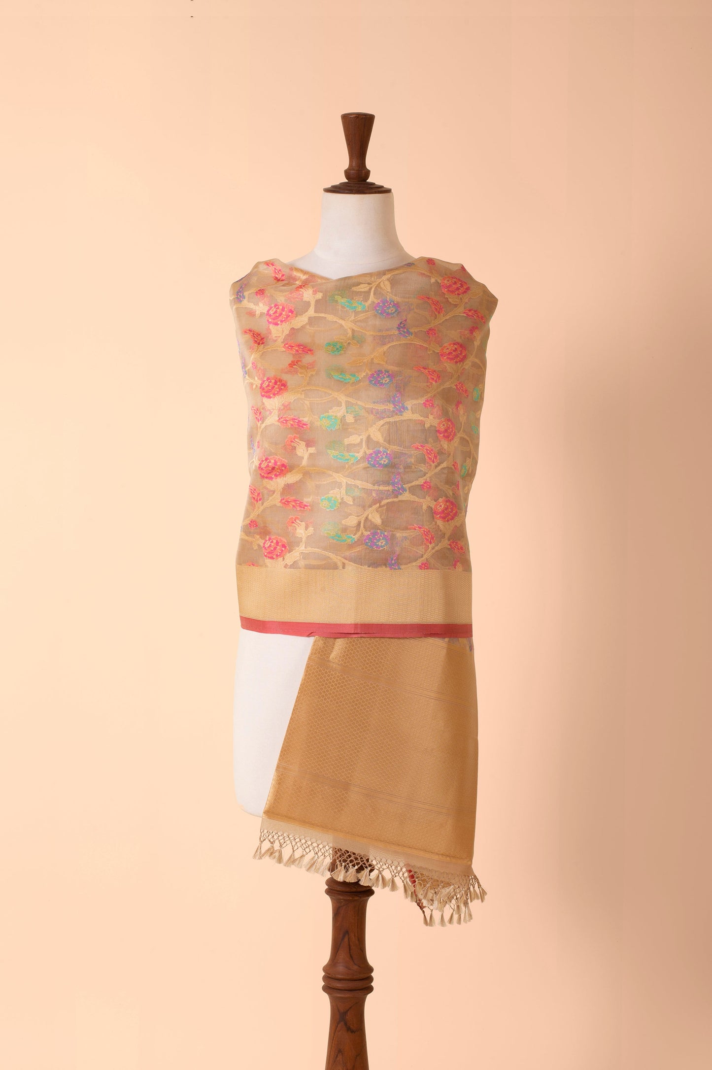 Handwoven Beige Organza Dupatta