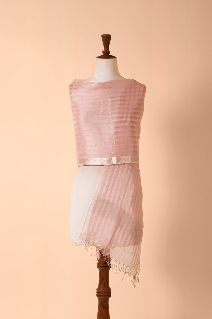 Handwoven Pink Tissue Dupatta