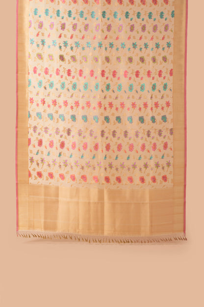 Handwoven Beige Organza Dupatta