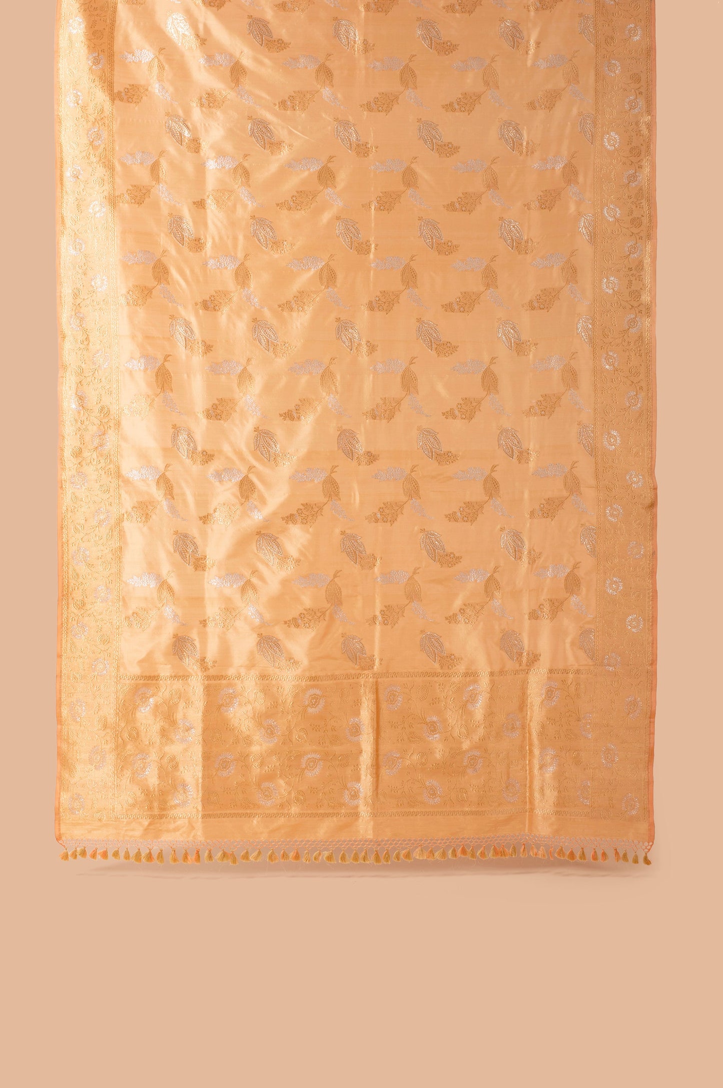 Handwoven Peach Silk Dupatta