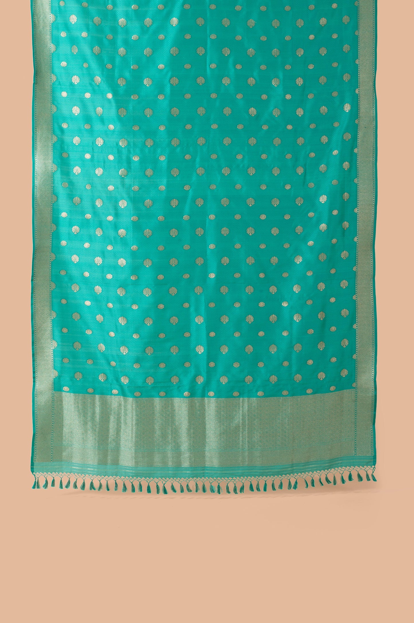 Handwoven Turquoise Silk Dupatta