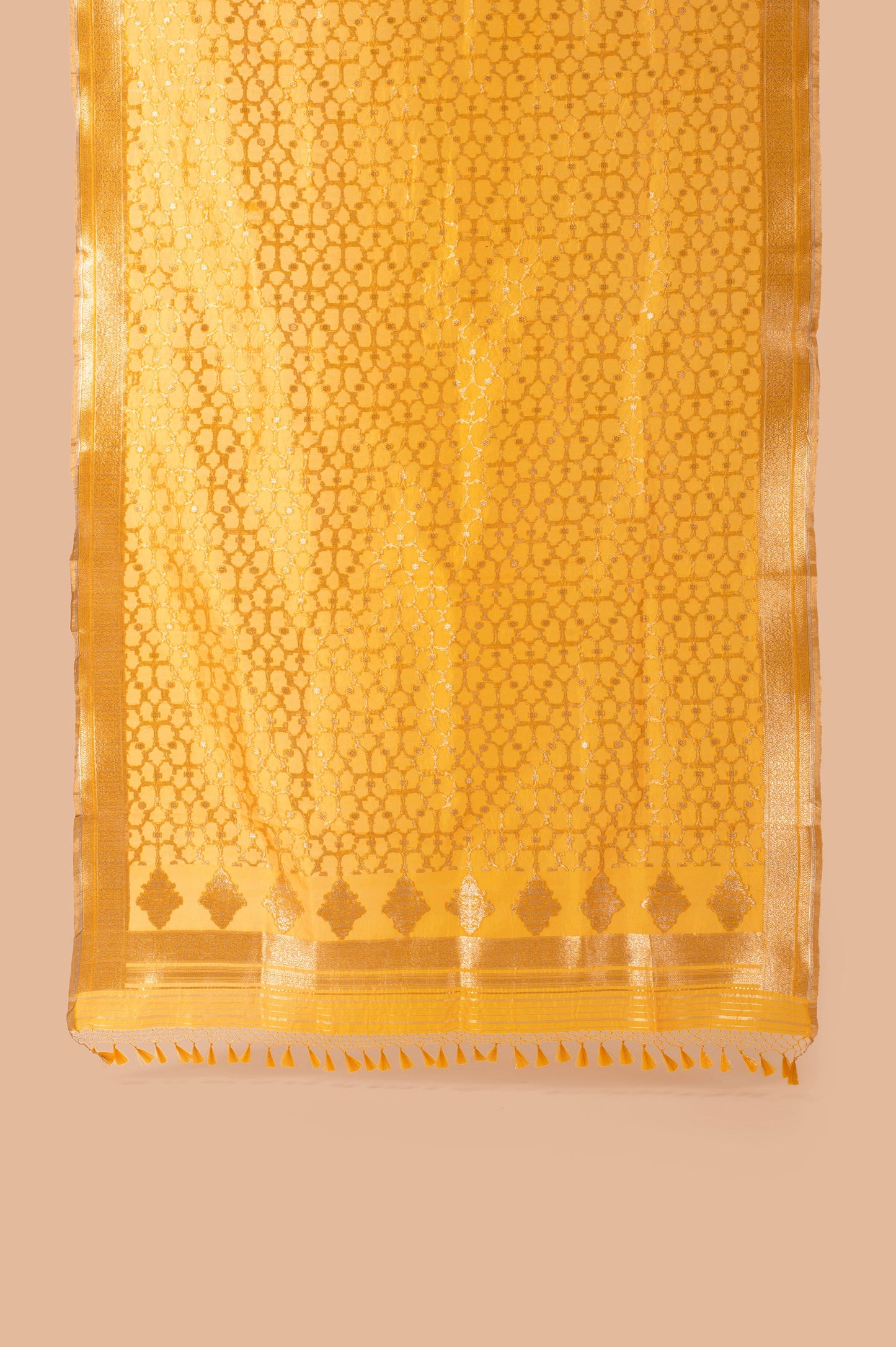 Handwoven Mustard Organza Dupatta