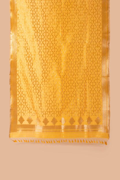 Handwoven Mustard Organza Dupatta