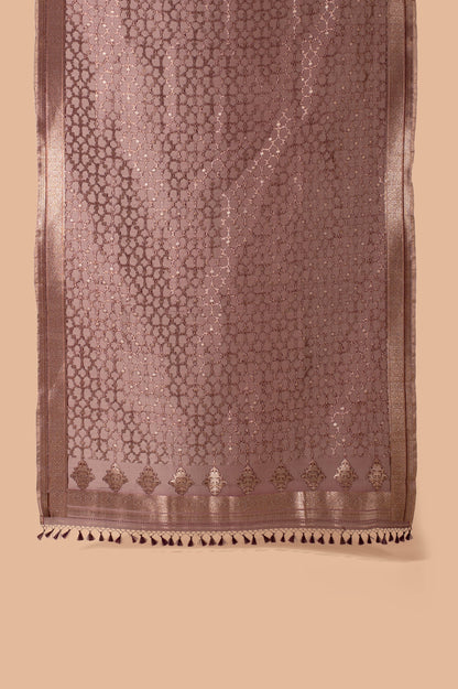 Handwoven Garnet Organza Dupatta