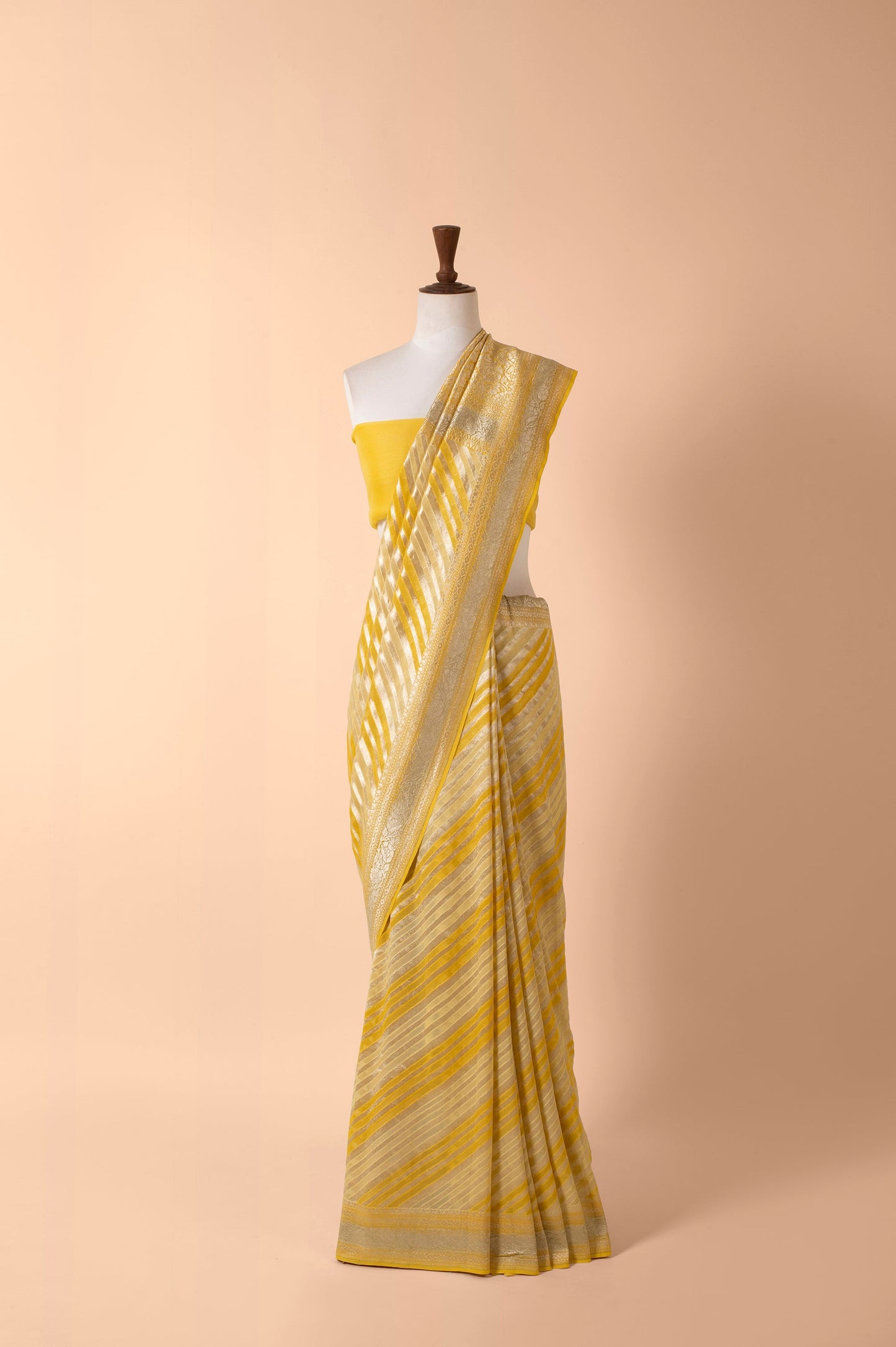 Handwoven Yellow Georgette Sari