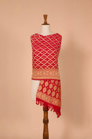 Handwoven Red & Pink Bandhani Dupatta