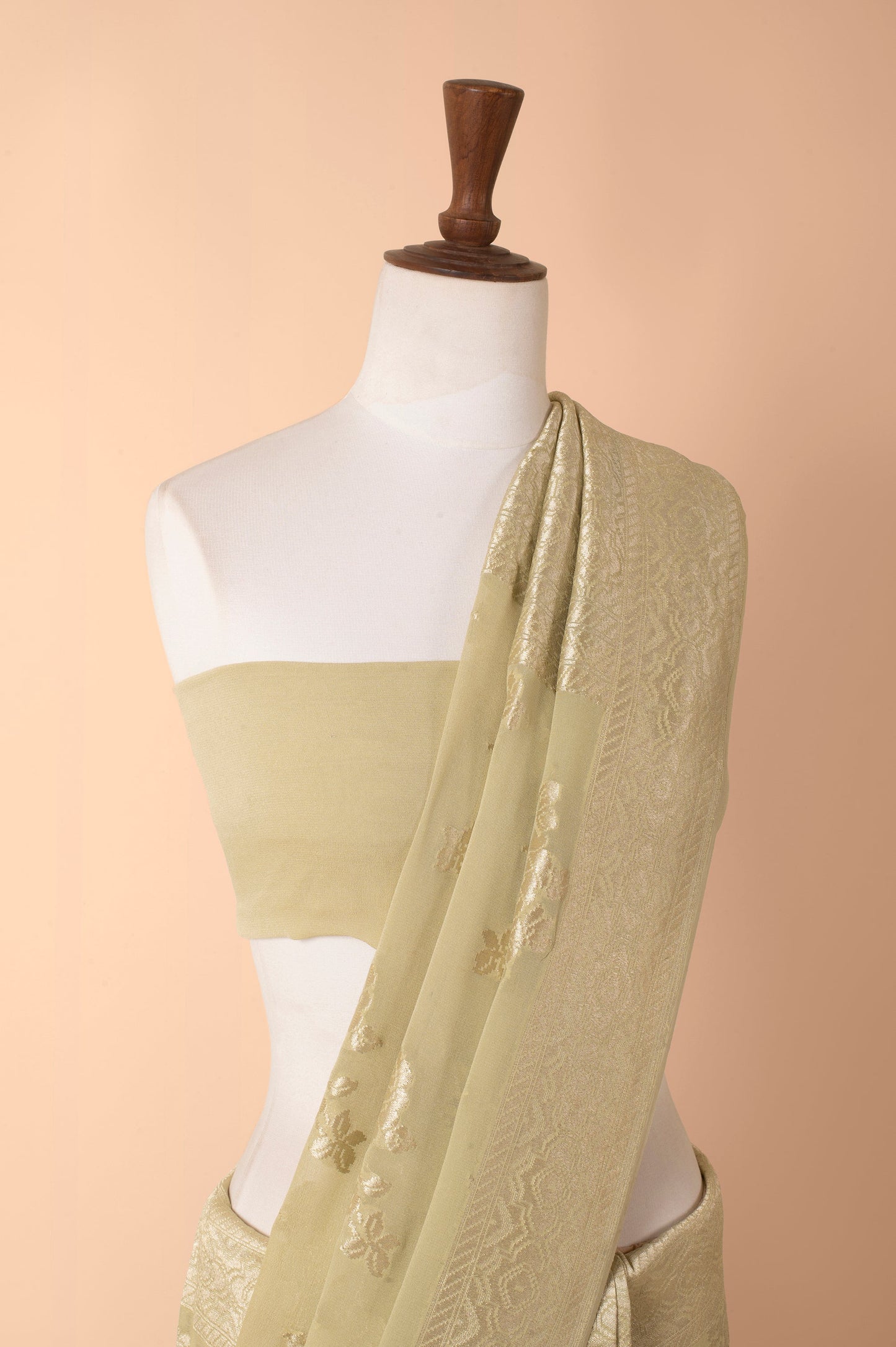 Handwoven Green Georgette Sari