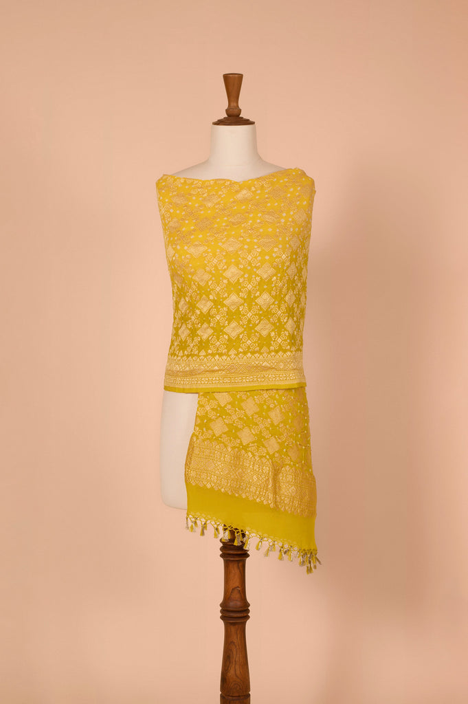 Handwoven Mustard Bandhani Dupatta