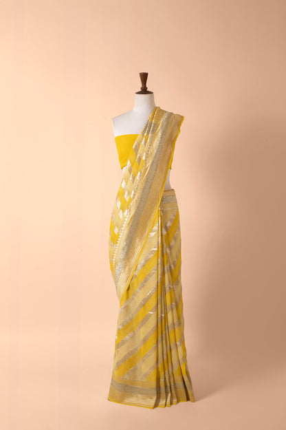 Handwoven Yellow Georgette Sari