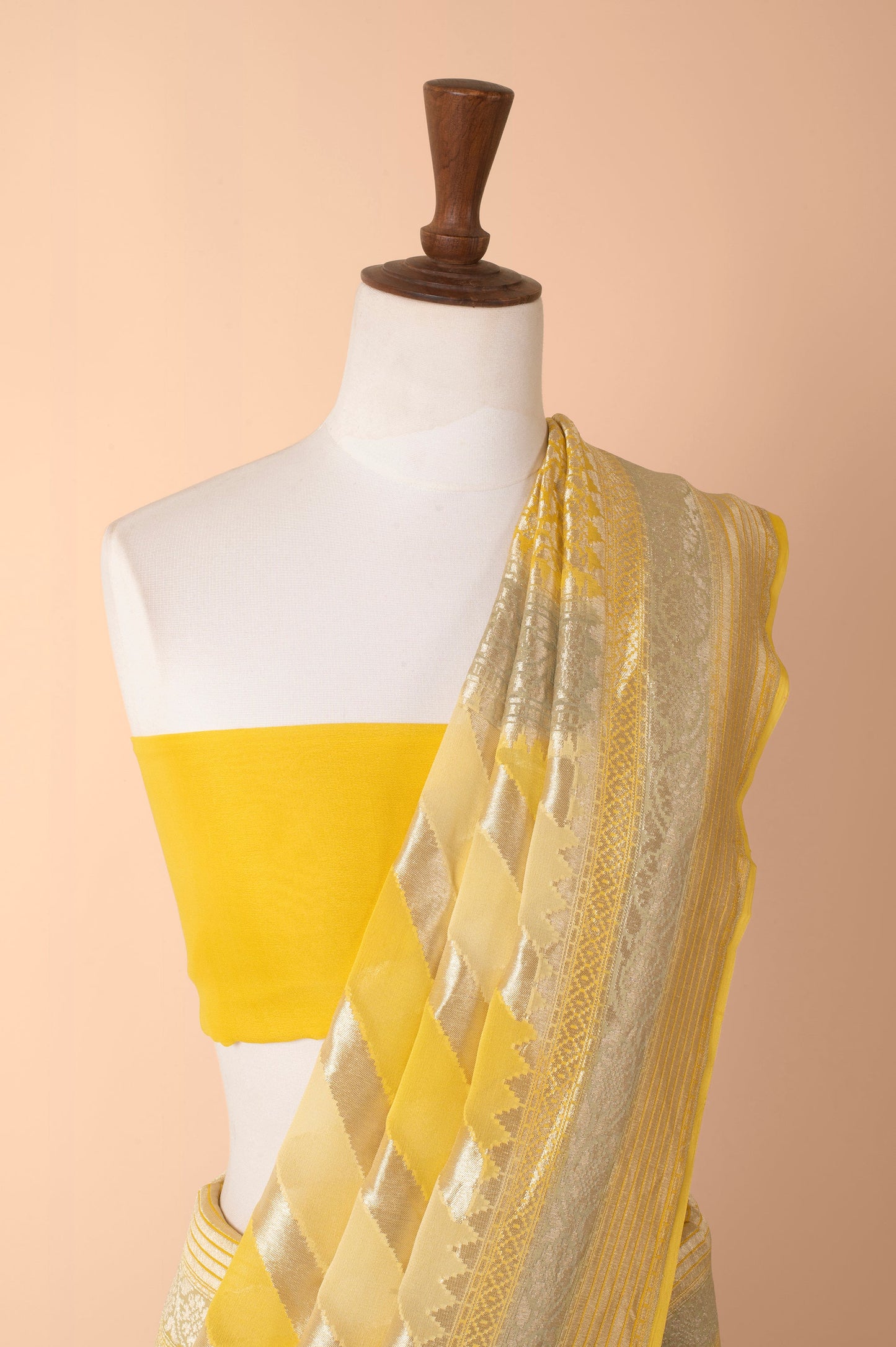 Handwoven Yellow Georgette Sari