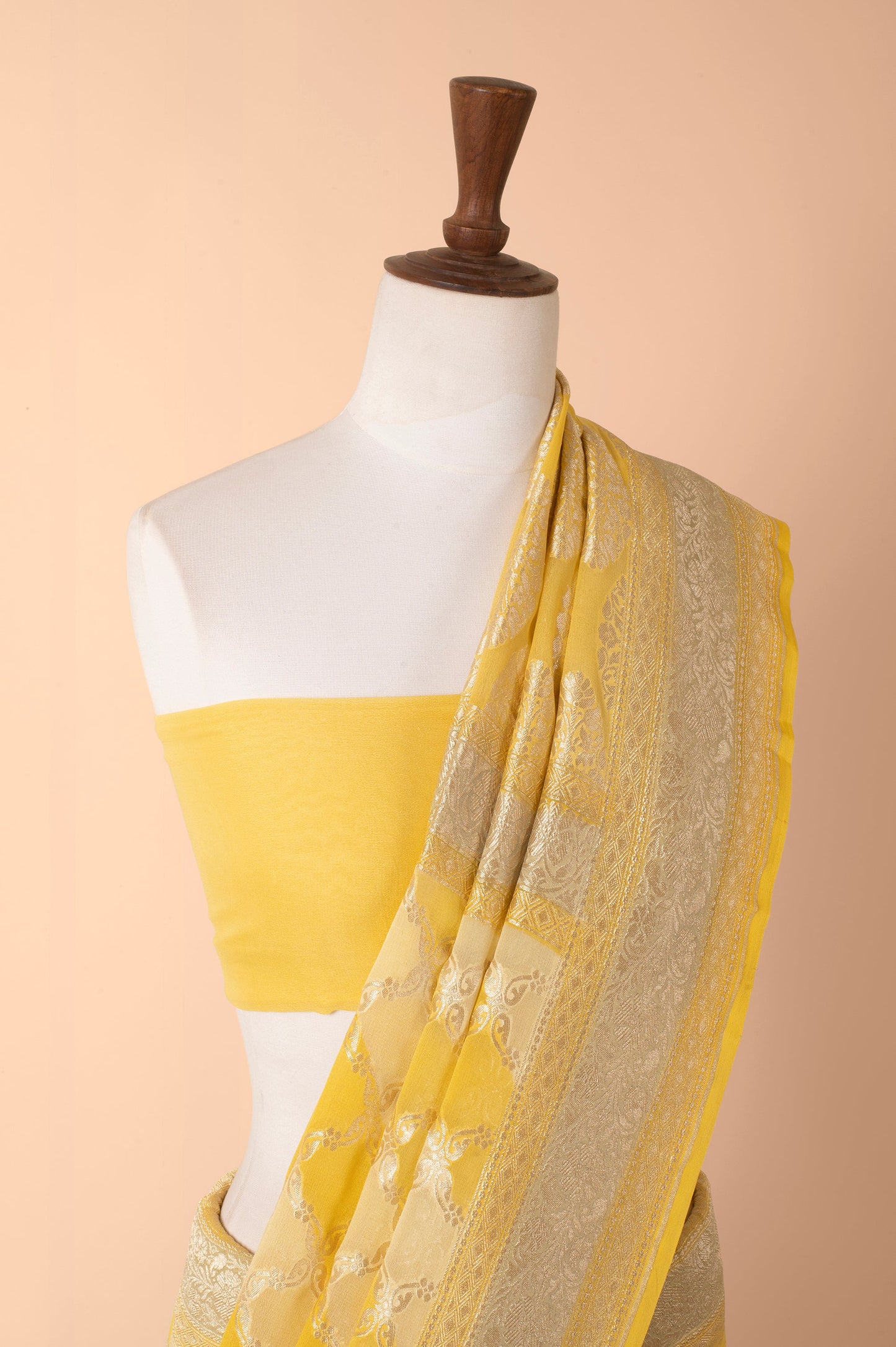 Handwoven Yellow Georgette Sari