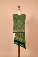 Handwoven Green Bandhani Dupatta