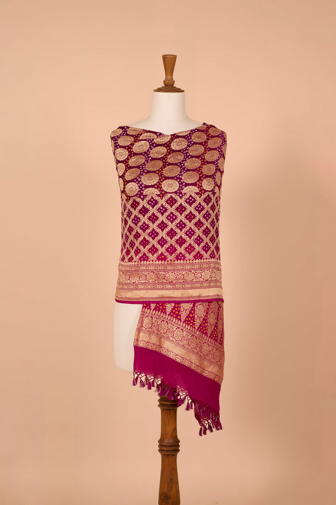 Handwoven Purple Bandhani Dupatta