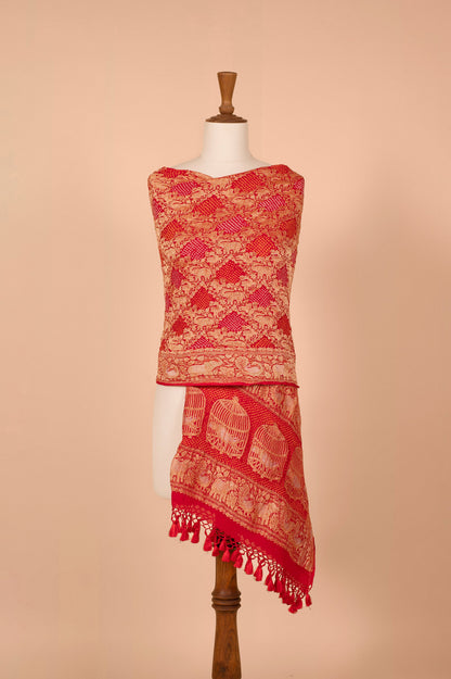 Handwoven Red Bandhani Dupatta