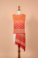 Handwoven Orange and Red Bandhani Dupatta