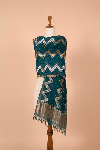 Handwoven Blue Bandhani Dupatta