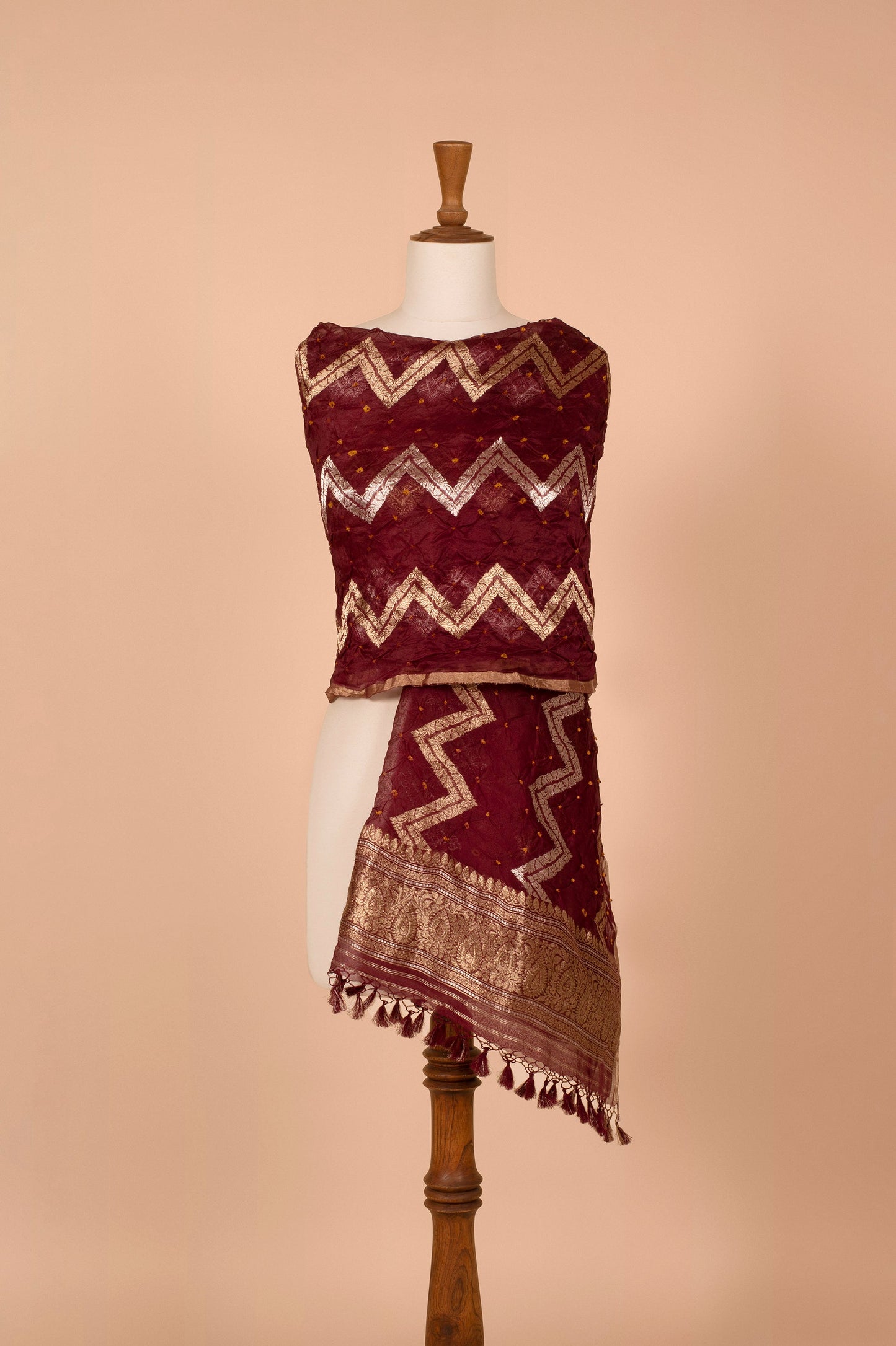 Handwoven Brown Bandhani Dupatta