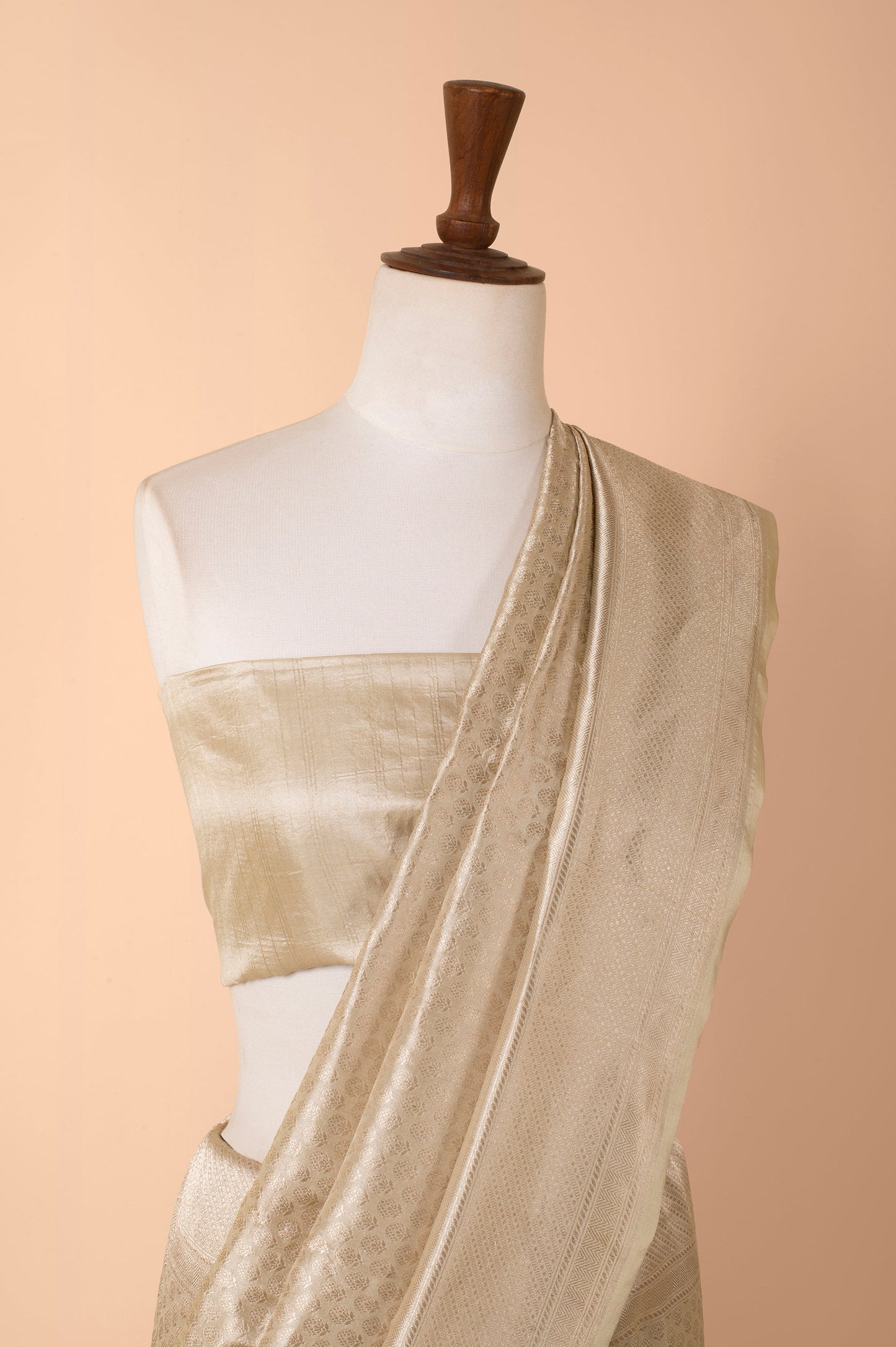 Handwoven Silver Silk Sari