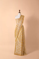 Handwoven Biege and Gold Silk Sari