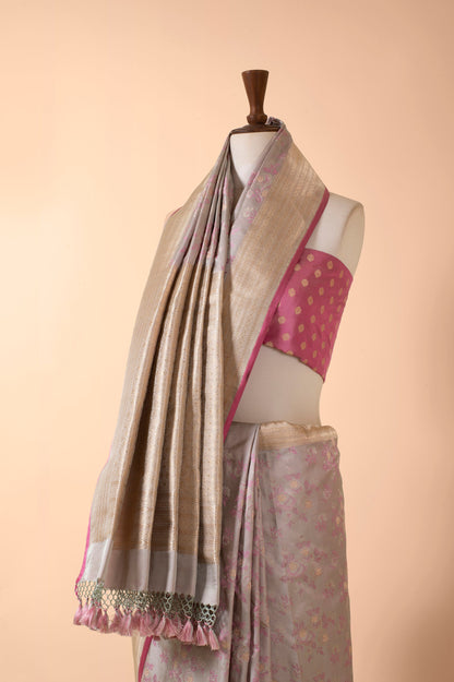 Handwoven Mauve Silk Sari