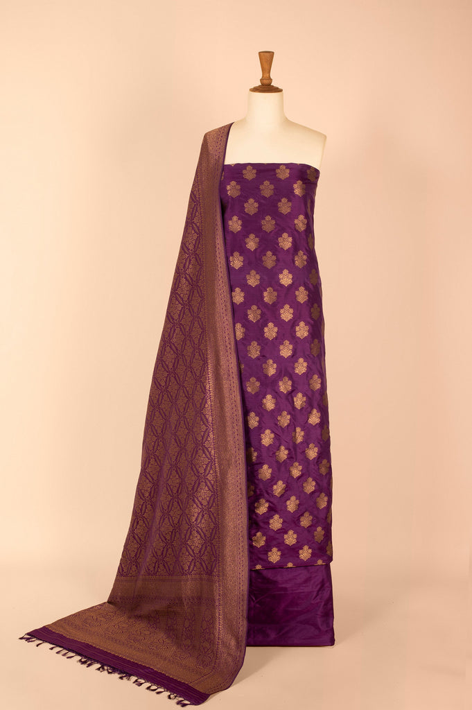 Handwoven Purple Silk Suit Piece
