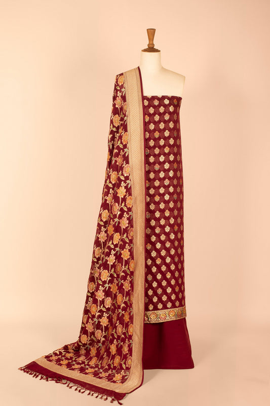 Handwoven Garnet Georgette Suit Piece