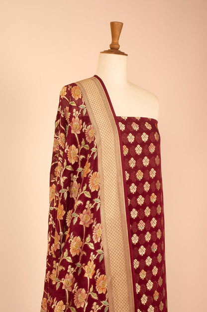 Handwoven Garnet Georgette Suit Piece