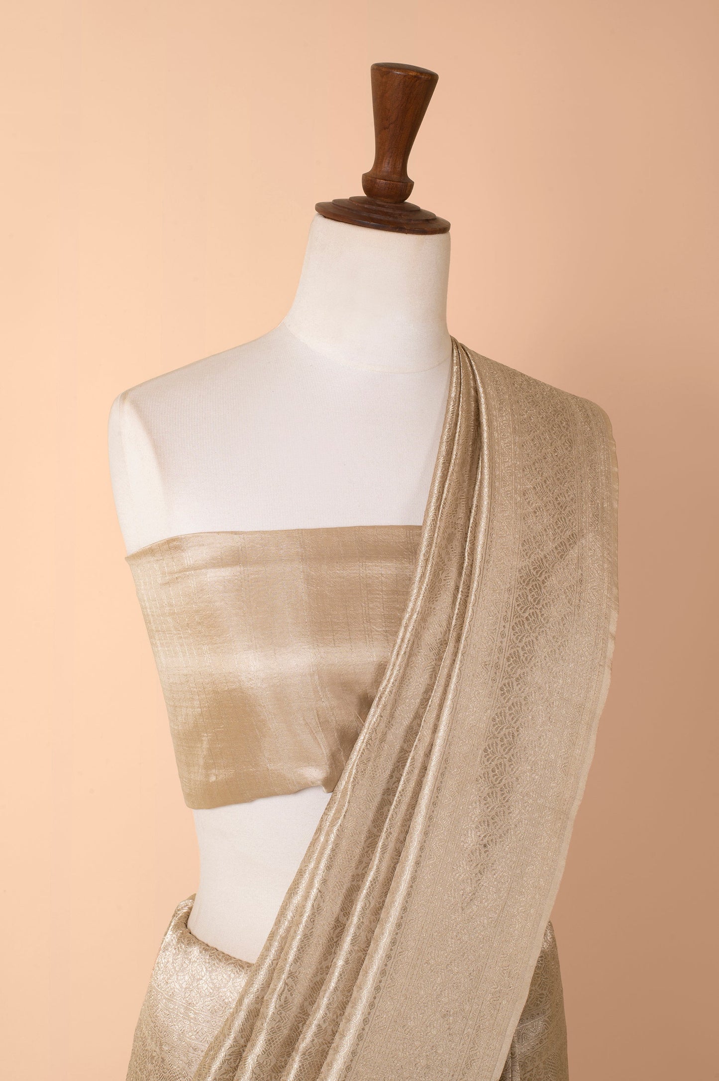 Handwoven Silver Silk Sari