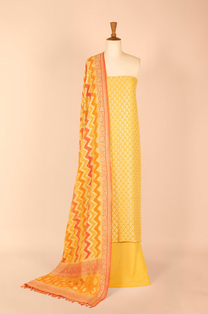 Handwoven Yellow Georgette Suit Piece