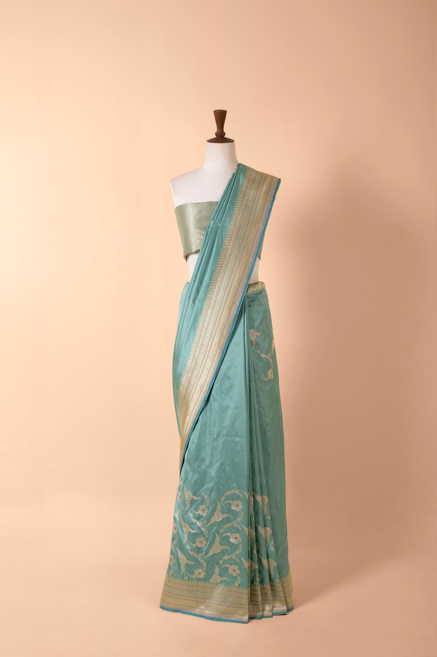 Handwoven Blue Silk Sari