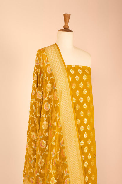 Handwoven Mustard Georgette Suit Piece