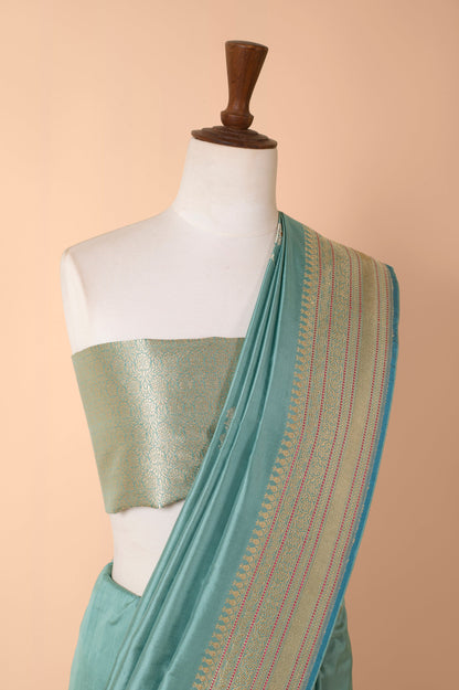 Handwoven Blue Silk Sari