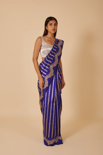 Handwoven Blue Silk Sari