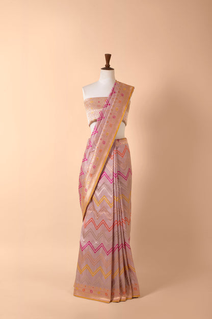 Handwoven Pink Silk Sari