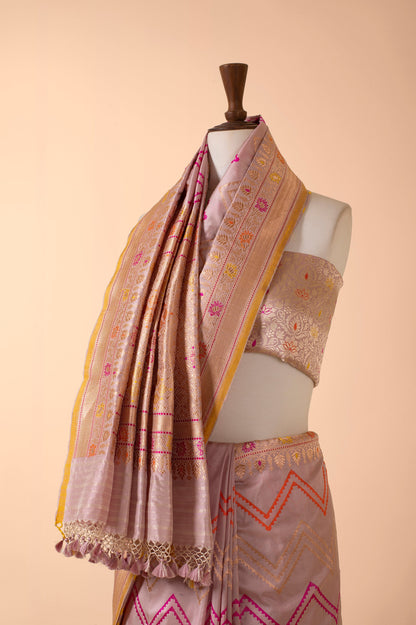 Handwoven Pink Silk Sari