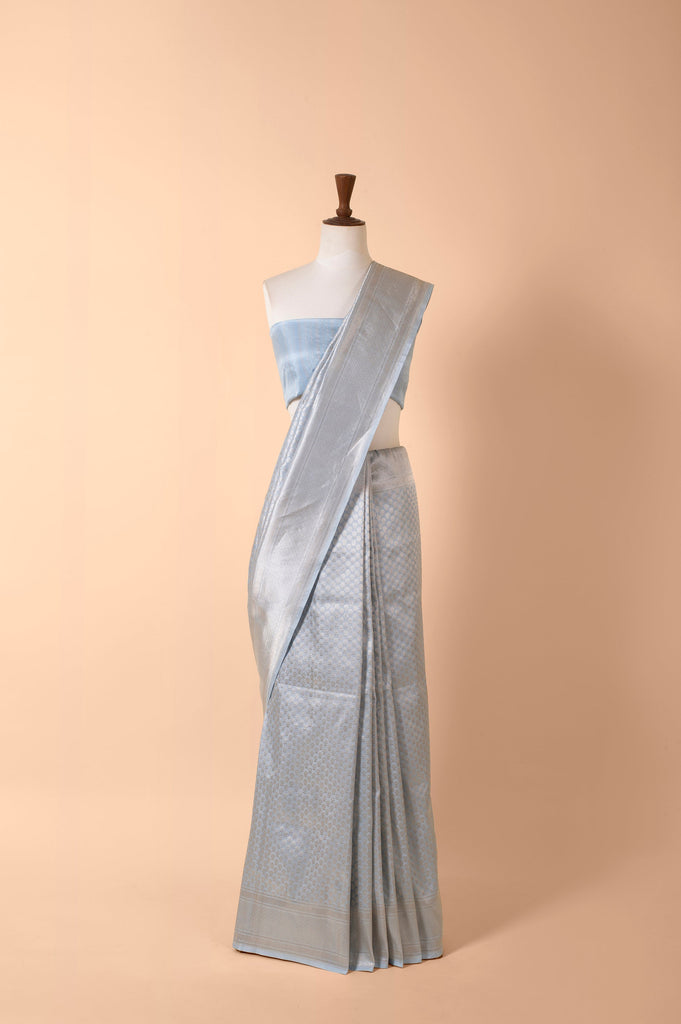 Handwoven Blue Silk Sari