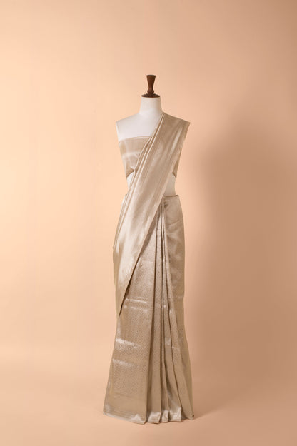 Handwoven Ivory Silk Sari