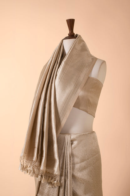 Handwoven Ivory Silk Sari