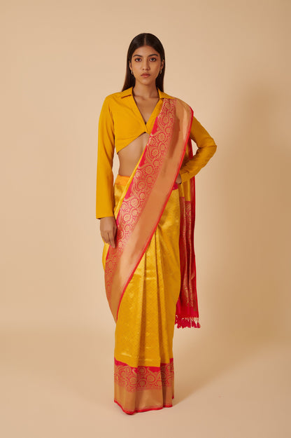 Handwoven Yellow Silk Saree