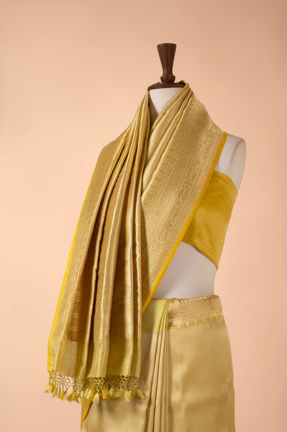 Handwoven Yellow Silk Sari