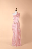 Handwoven Pink Satin Silk Sari