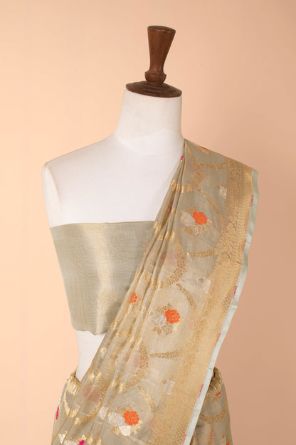 Handwoven Grey Tissue Sari